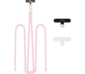Tech-Protect C7S Rope růžová, zlatá / Popruh na telefon / Přes rameno / Pletený