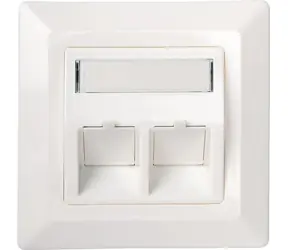 Schwaiger zásuvka 2x Keystone bílá / Datová zásuvka / Keystone / 2 porty / pod omítku