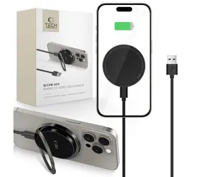 Tech-Protect QI15W-A33 MagSafe černá / Bezdrátová nabíječka / stojánek / 15W / USB-A, USB-C kabel