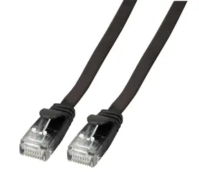 EFB Cat6A 5 m černá / Plochý patch kabel / RJ-45 / U/FTP / PVC / 10Gbit/s