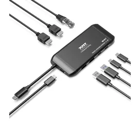 PORT CONNECT Cestovní dokovací stanice USB-C 7v1 / Dokovací stanice / 2x HDMI 4K / USB-C PD 100W / RJ-45