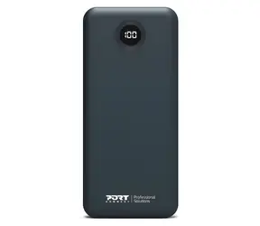 PORT CONNECT vestavěné USB-C kabely 10 000 mAh černá / Powerbanka / LCD displej / USB-C PD / USB-A QC