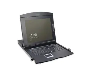 Digitus Modulární konzole 17" TFT černá / KVM konzole / 8-port switch / Touchpad / 1U rack / Německá klávesnice