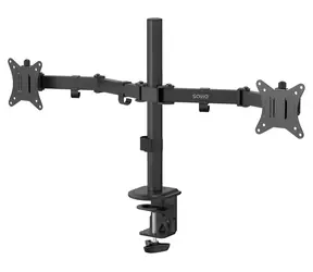 Savio UM-03 černá / Stolní držák pro 2 monitory / 17-32" / VESA 100x100 / naklápěcí, otočný