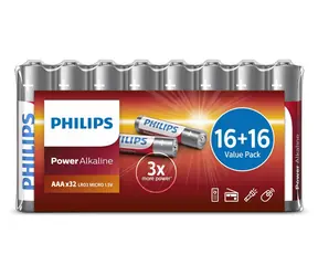 Philips LR03P32FV/10 / Alkalické baterie AAA / 32 ks