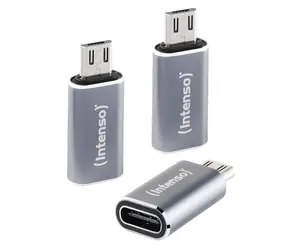 Intenso C480M antracitová / Adaptér USB-C na microUSB / Hliníkové tělo / 3 ks / USB 2.0