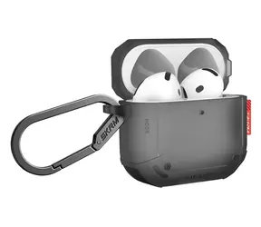 SKINARMA Mecha CE kouřová / Pouzdro pro AirPods 4 / 360° ochrana / Podpora bezdrátového nabíjení