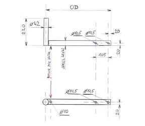 CSAT KBV370+2Z5M / Konzola na stožár / Délka 22 cm / Odsazení 37 cm