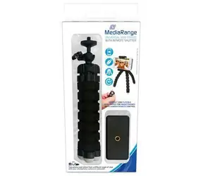 MediaRange Mini stativ s ohebnými nohami černý / Stativ / s dálkovou spouští / pro mobilní telefon / 3 nohy