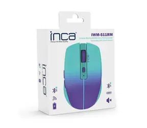 INCA IWM-511RM zelená / Bezdrátová myš / 1600 DPI / 6 tlačítek / Bluetooth 5.1 & 2,4GHz / USB-C