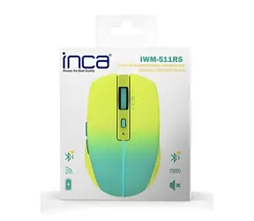 INCA IWM-511RS modrá, žlutá / Bezdrátová myš / 1600 DPI / 6 tlačítek / Bluetooth 5.1 & 2,4GHz / USB-C