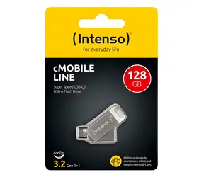 Intenso cMOBILE Line stříbrná / USB flash disk / USB-C a USB-A / 128GB / USB 3.2 Gen 1