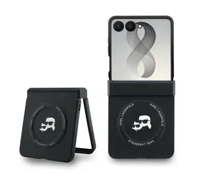 Karl Lagerfeld Heads Magnetic pro Galaxy Z Flip8 černá / Kryt / PU koženka / Karl a Choupette