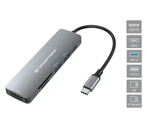 Conceptronic DONN11G / USB-C adaptér / 6v1 / HDMI / USB-A 3.2 Gen2 / čtečka karet SD/TF