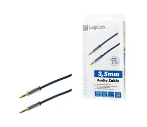 LogiLink Audio kabel Jack 3,5mm (M) - Jack 3,5mm (M) modrý / Audio kabel / propojovací / 1 m / pozlacené konektory