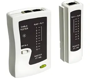 Goobay XT-468 béžová/černá / Tester sítí a kabelů / RJ11, RJ12, RJ45