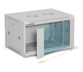 Alantec nástěnný rozvaděč 19" 6U 600x450 šedý / Rozvaděč / 19" / 6U / 600x450 mm / skleněné dveře / Flat pack
