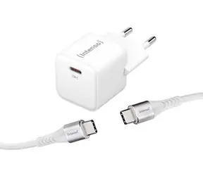 Intenso W30C GaN bílá / Nabíječka / USB-C / PD 3.0, QC 4.0 / 30W / vč. kabelu USB-C 1,5 m