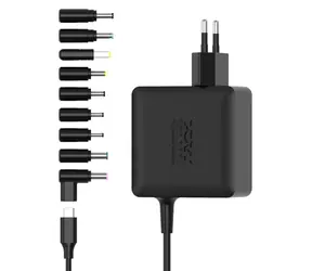 Port Connect 904065UWEU černá / Napájecí adaptér / USB-C PD / 65 W / GaN2 / 9x koncovka
