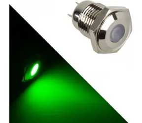 Lamptron LED kontrolka zelená, stříbrné pouzdro / LED kontrolka / Odolná proti vandalismu / Pro PC skříň