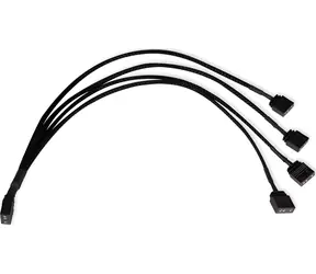 Alphacool Y-Splitter aRGB 3-Pin na 4x 3-Pin 30cm černá / Kabel / aRGB rozbočovač / 30 cm