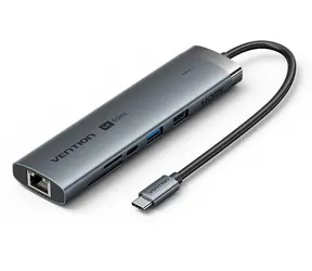 Vention TGVHB / Dokovací stanice / 9v1 USB-C / LAN RJ-45 / USB-C PD 100W / SD/TF čtečka / 2x USB-A 3.0