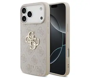 Guess PU 4G Metal Logo růžová / Zadní kryt pro Apple iPhone 18 Pro Max / Kovové logo