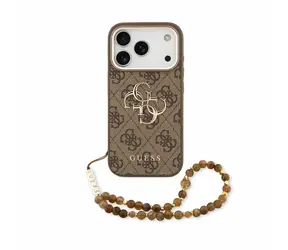 Guess PU 4G Metal Logo Strap pro iPhone 18 Pro Max hnědá