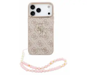 Guess PU 4G Metal Logo Strap pro iPhone 18 Pro Max růžová / Zadní kryt / Umělá kůže / Kovové logo