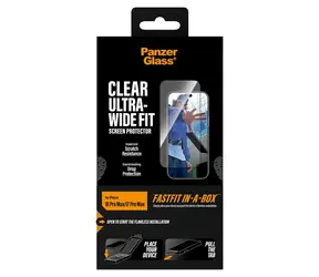 PanzerGlass Ultra-Wide FastFit pro iPhone 17/18 Pro Max / Ochranné sklo / Plně nalepovací / s aplikačním boxem