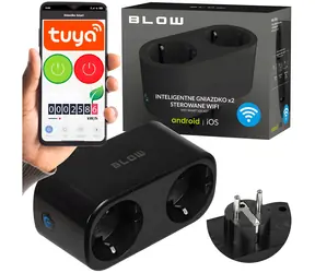 Blow Chytrá WiFi zásuvka 2x černá / Zásuvkový adaptér / Tuya / Typ F / 230V / 50-60Hz