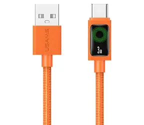 USAMS U92 oranžová / Nabíjecí a datový kabel / USB-C - USB-A / 18W / 1,2m