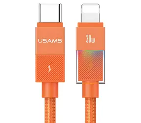 USAMS U93 oranžová / Datový kabel / USB-C - Lightning / 30W PD / 1,2 m
