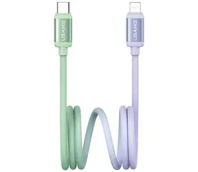USAMS Bicolor Series SJ757 zeleno-fialová / Datový kabel / USB-C - Lightning / PD 30W / 1,2 m