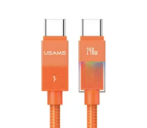 USAMS U93 oranžová / Datový kabel / USB-C - USB-C / PD 240W / 1,2 m