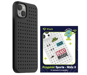 Pinit Dynamic Case + Sports Pin černá / Pouzdro / Apple iPhone 14, 15, 13 6.1" / Sada s 6 plackami vzor 3