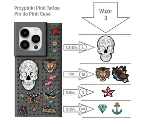 Pinit Dynamic + Tattoo vzor 3 černá / Kryt / pro Apple iPhone 14 Plus, 15 Plus 6.7" / sada se 6 piny