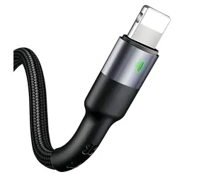 USAMS SJ311 U26 černá / Datový kabel / Lightning / 2A / 1m / nylonový opletenec