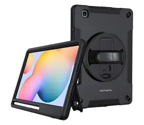 4smarts Rugged Case Grip pro Samsung Galaxy Tab S6 Lite černé / Odolné pouzdro s úchytem / Stojánek 360°, MIL-STD-810H