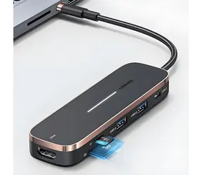 USAMS US-SJ578 černá / USB-C hub / 3x USB 3.0 / USB-C PD 100W / HDMI 4K 30Hz