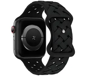 Beline Silicone Woven černá / Řemínek pro Apple Watch / 42/44/45/49mm / silikonový