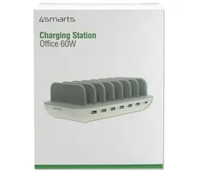 4smarts Office Charging Station bílá / Nabíjecí stanice / 60W / 7 zařízení / USB-C + 6x USB-A