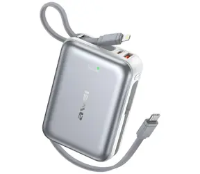 Awei C03 stříbrná / Powerbanka / 20000 mAh / kabely Lightning a USB-C v těle / 45W