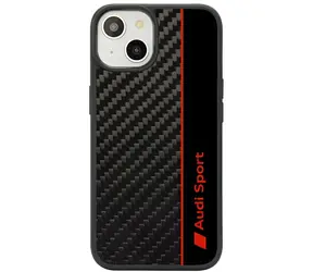 Audi Carbon Fiber Stripe černá / Zadní kryt pro Apple iPhone 14, 15, 13 / Hardcase / karbonový vzhled