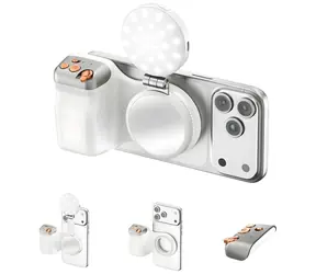 4smarts Magnetický fotodržák bílá / Držák na telefon / Magnetické uchycení / Bluetooth spoušť / LED přisvětlení