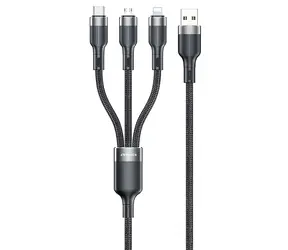 AWEI CL-975 černá / Kabel / 3v1 / USB-C + Lightning + Micro USB / 120 cm