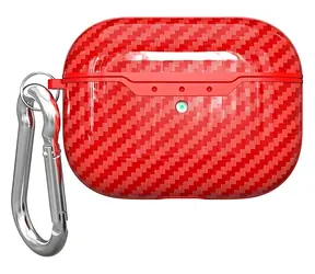 Beline Carbon Cover červená / Pouzdro pro sluchátka / Apple AirPods 3 / TPU / S karabinou