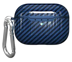 Beline Carbon modrá / Pouzdro pro sluchátka / AirPods Pro / TPU / karabina