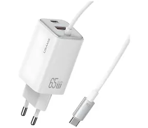 USAMS CC266 bílá / Nabíječka / GaN / 65W / 2x USB-C / 1x USB-A / PD