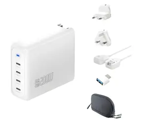 4smarts GaN Flex Pro Travel bílá / Cestovní nabíječka / GaN / 200W / 4x USB-C